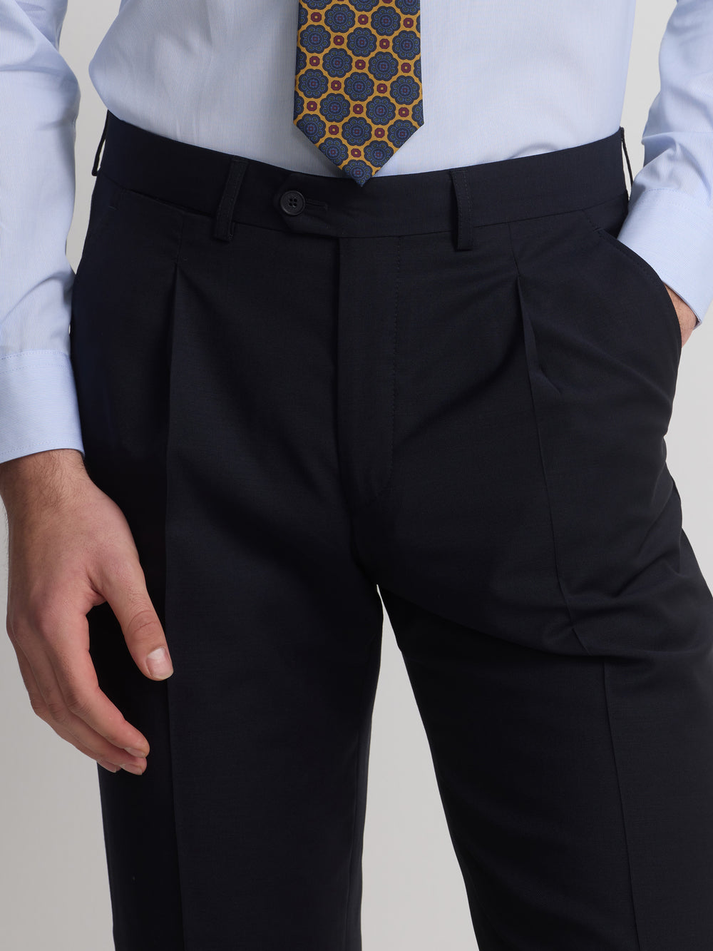 Pantalon traje cruzado stretch navy