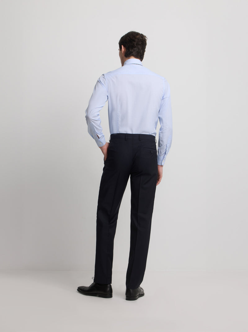Pantalon de costume croisé stretch bleu marine