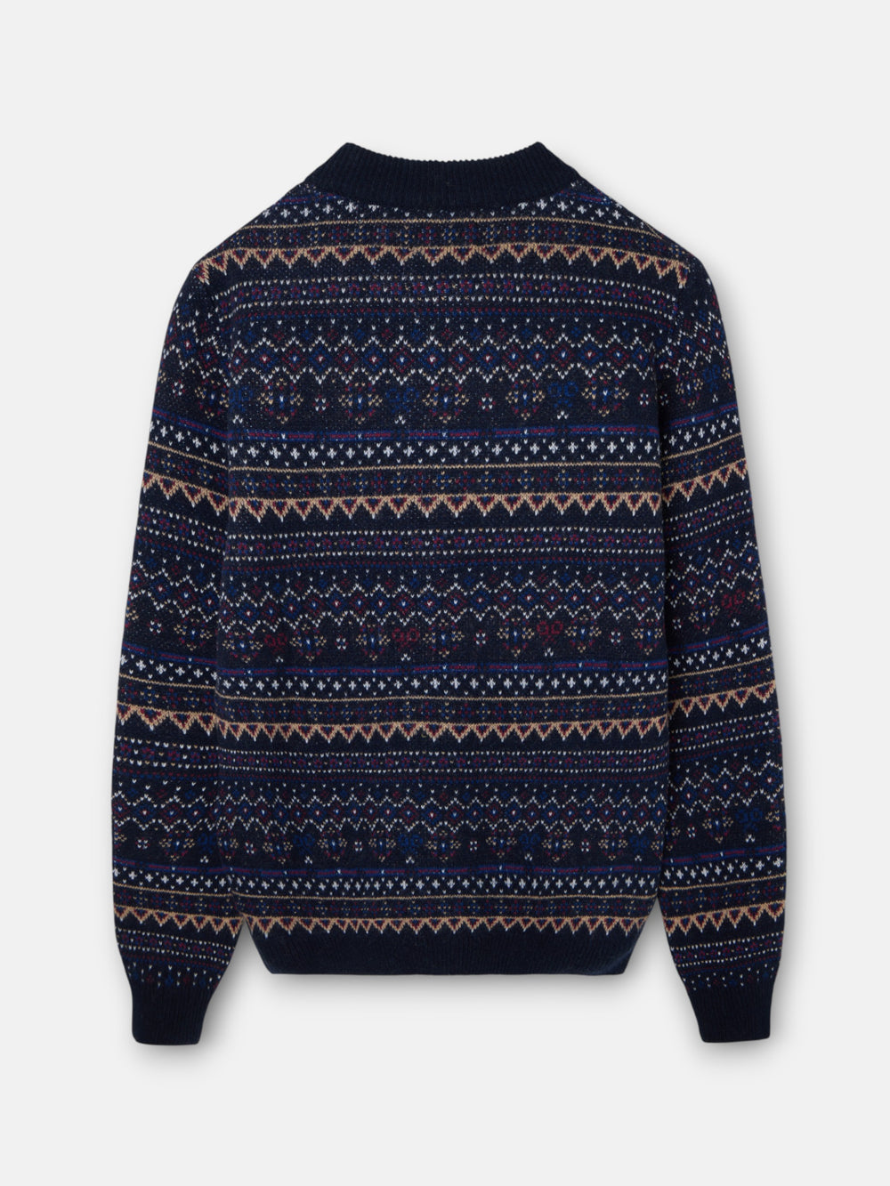 Unique navy blue jacquard sweater
