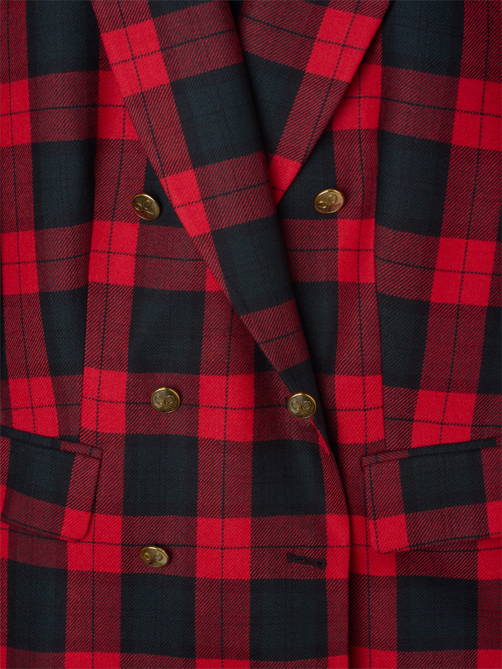 Blazer cruzado aos quadrados clássicos em bordô