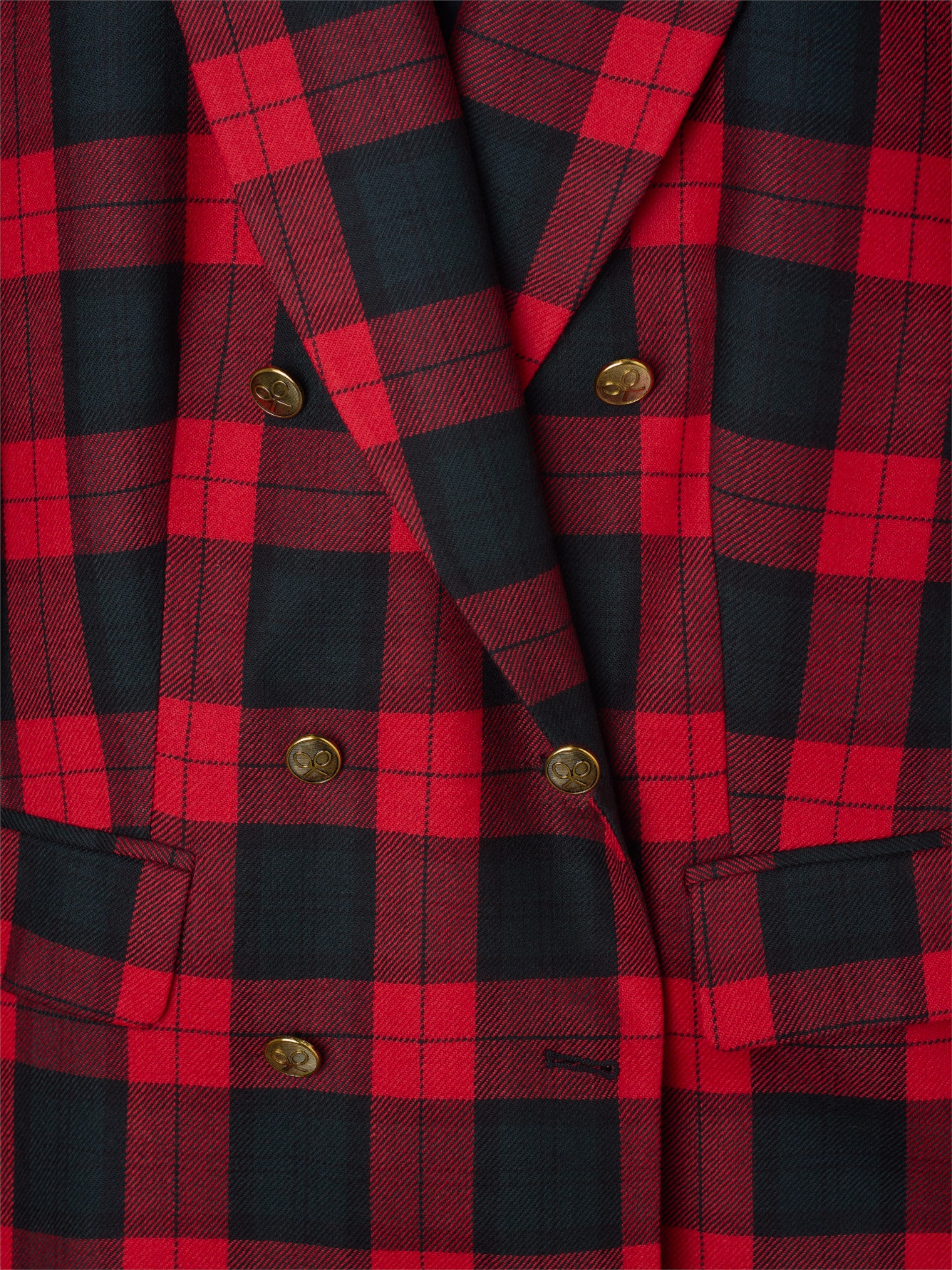 Blazer cruzado aos quadrados clássicos em bordô