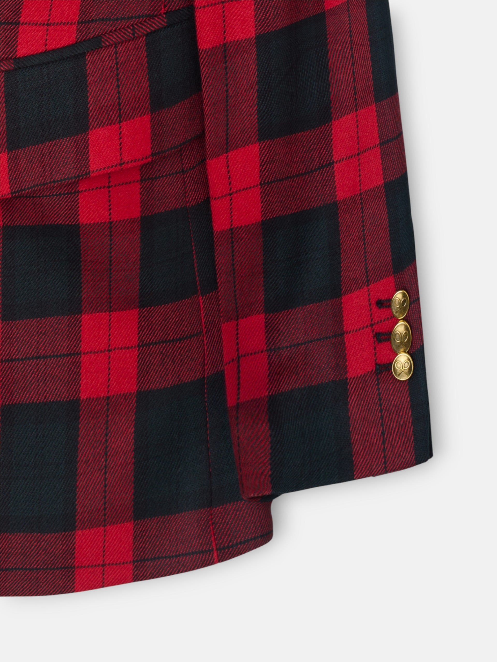 Blazer cruzado aos quadrados clássicos em bordô