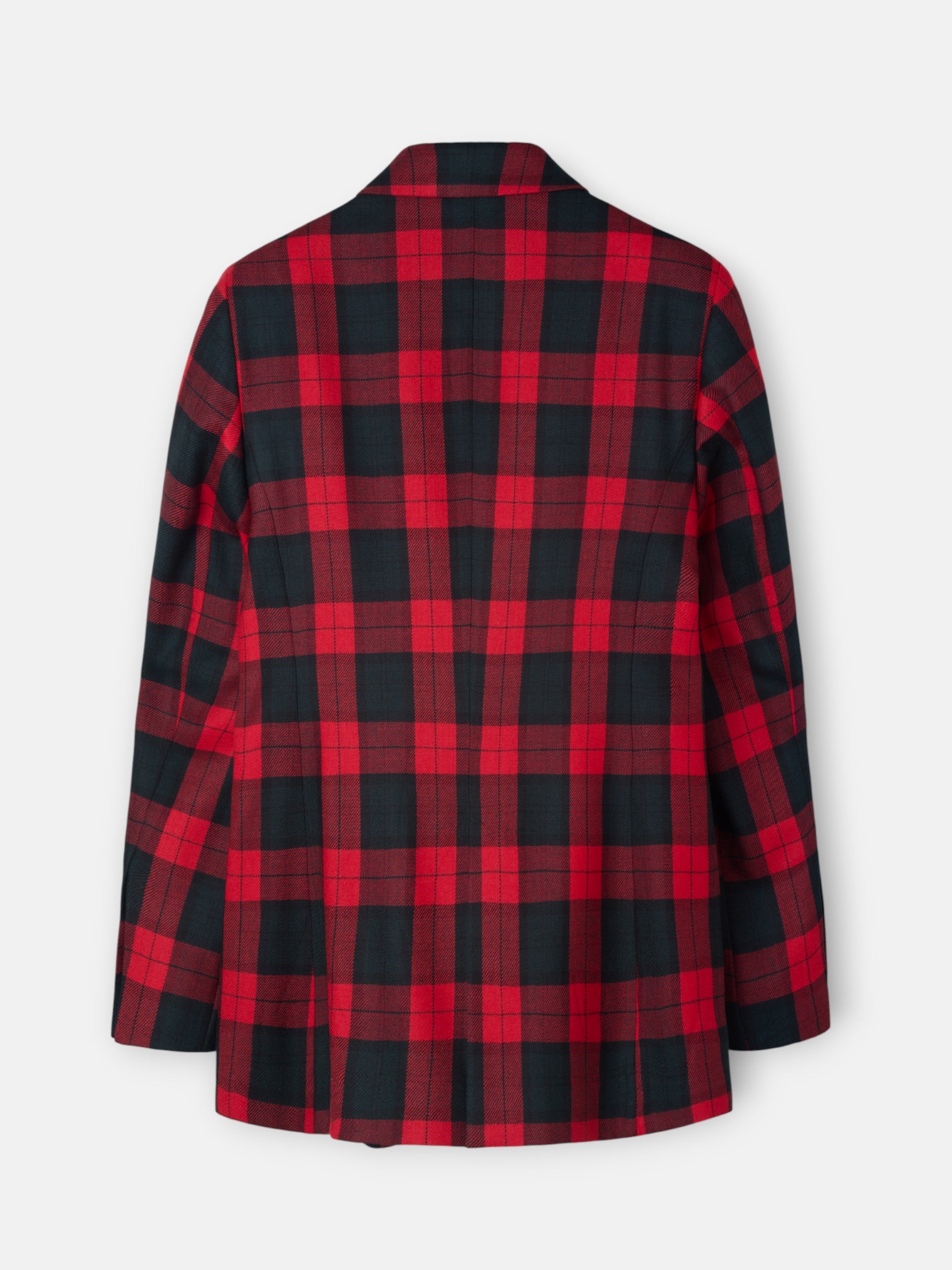 Blazer cruzado aos quadrados clássicos em bordô