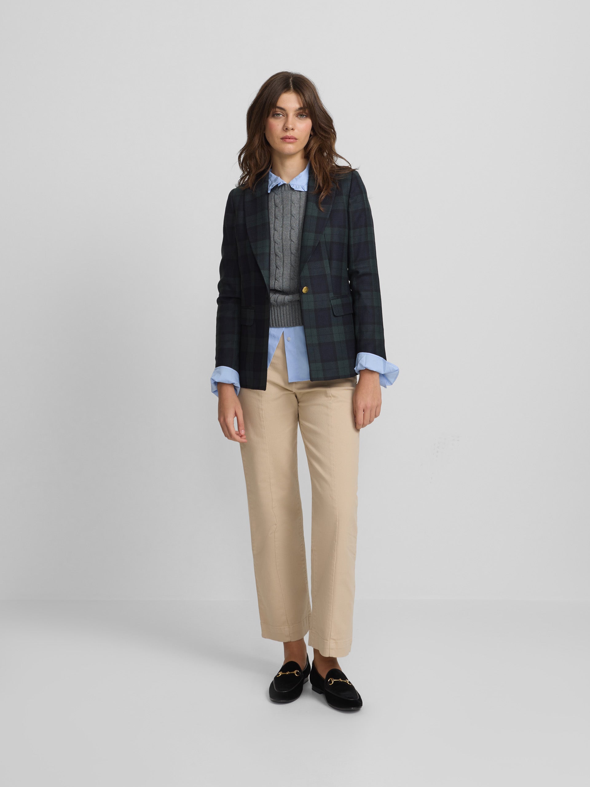 Classic green plaid blazer