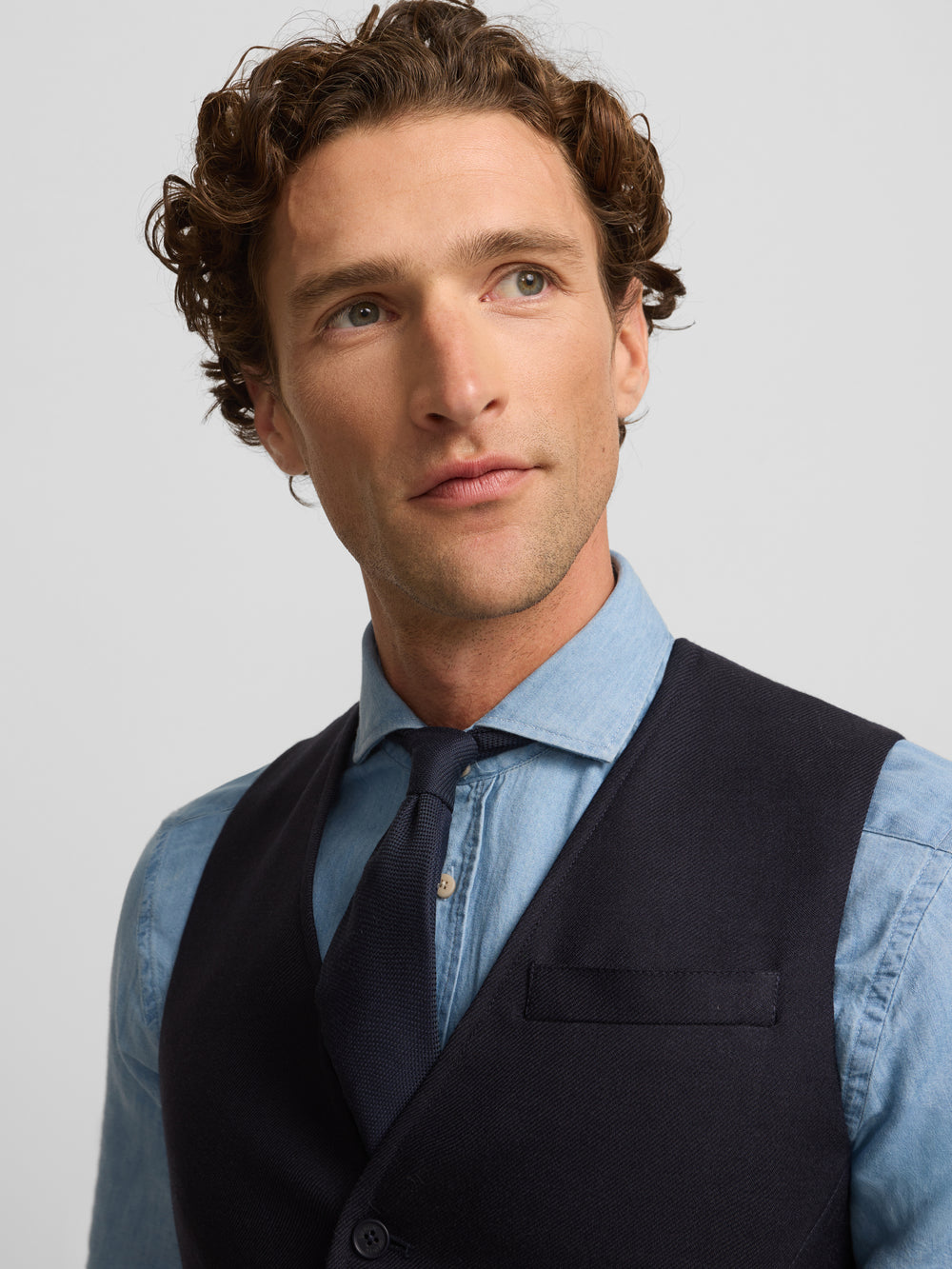 Chaleco recto azul marino