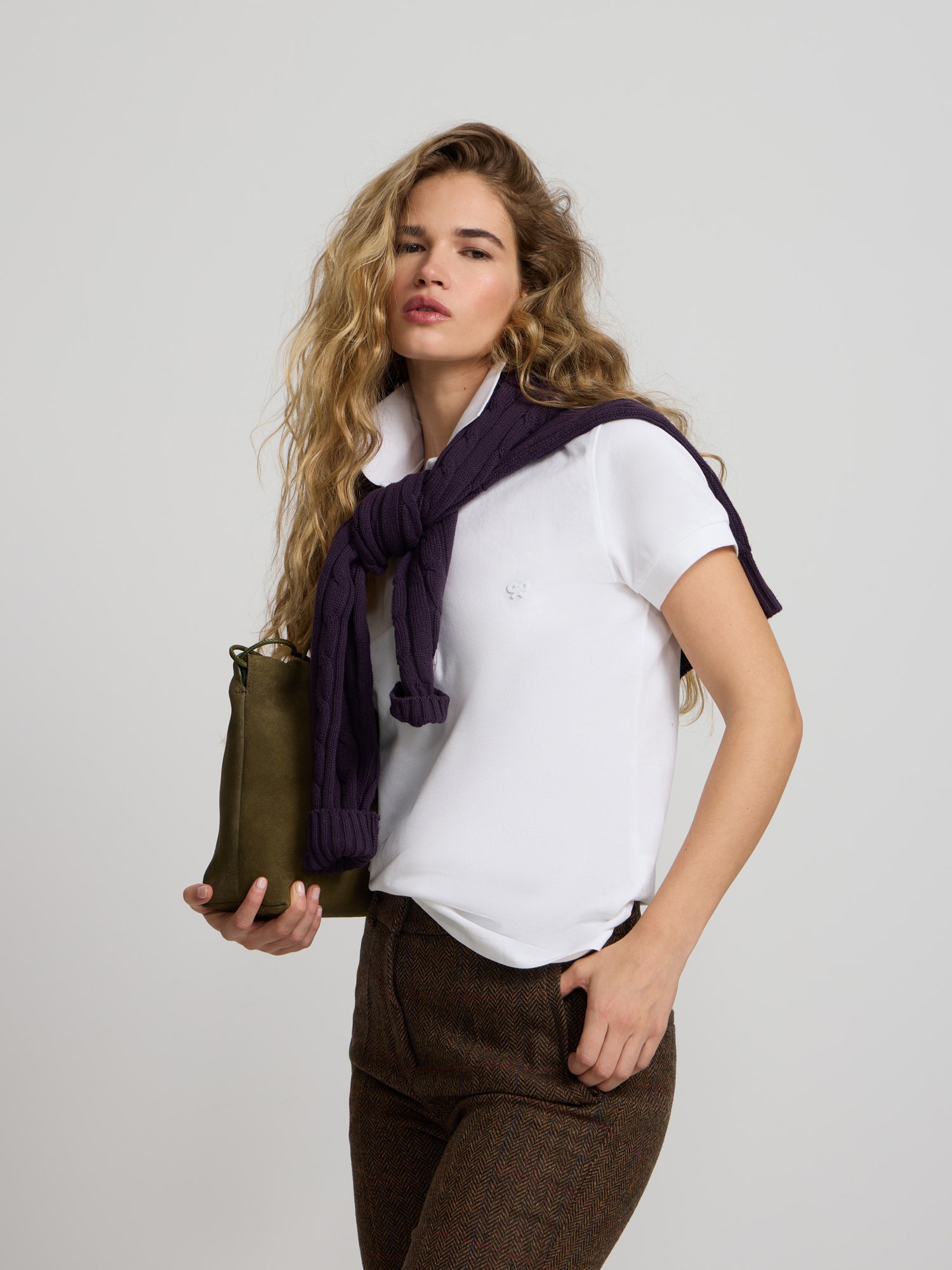 classic white women's polo shirt