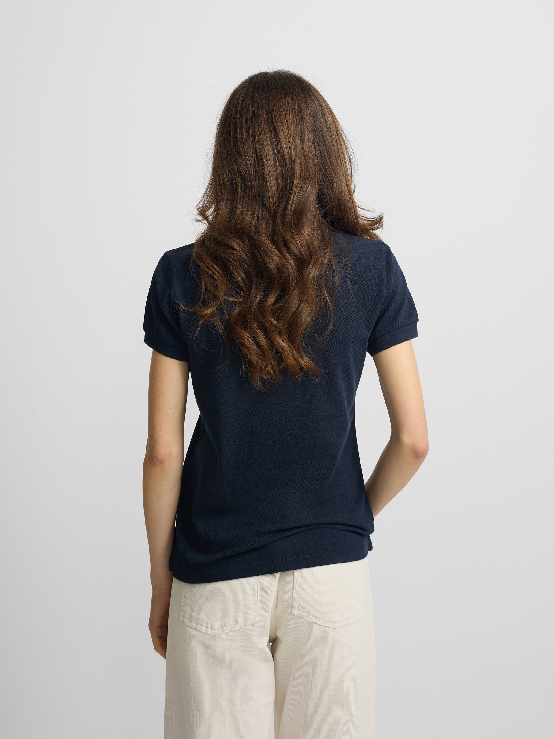 classic navy blue women's polo shirt