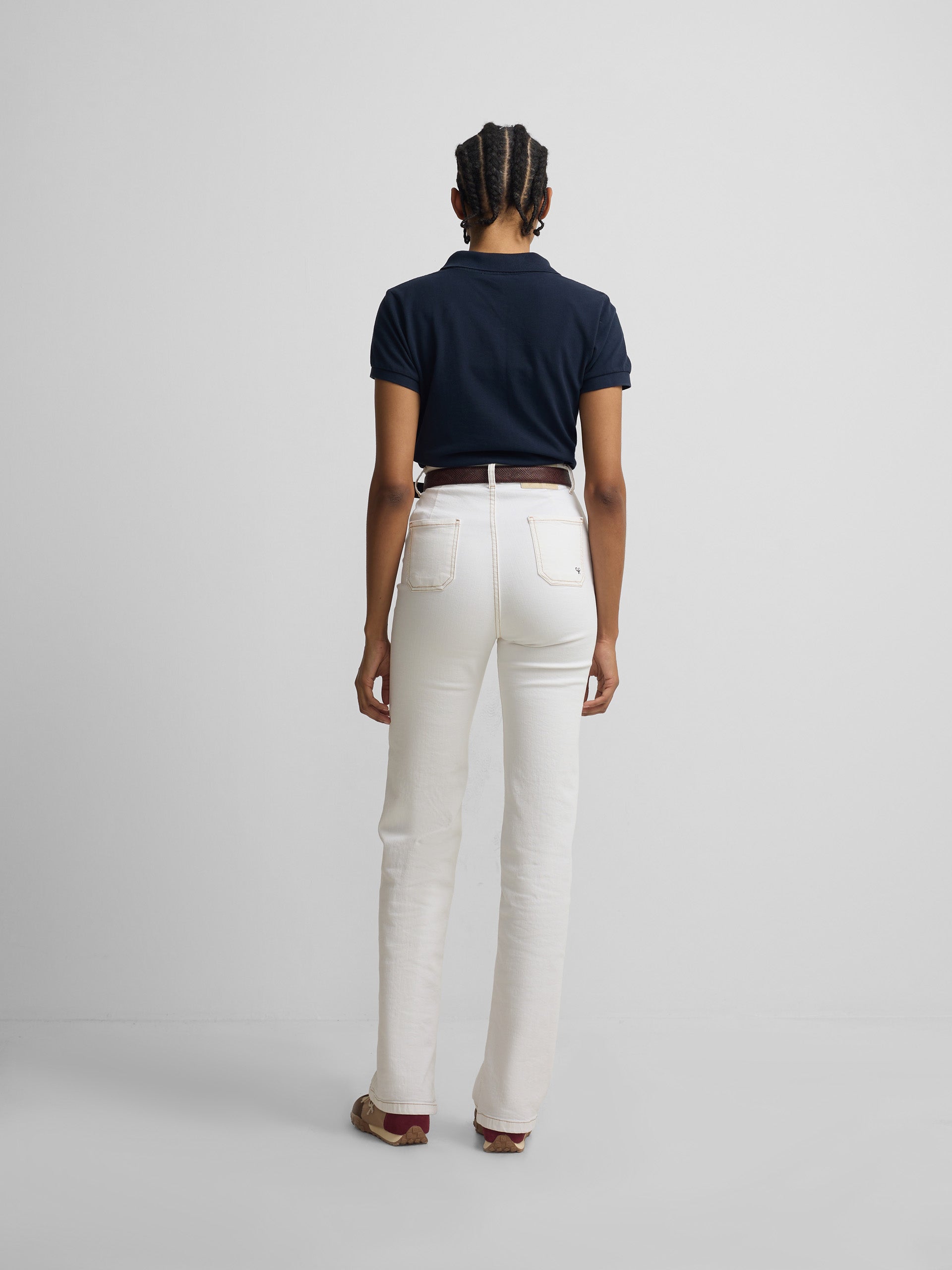 Polo clássico de mulher azul-marinho