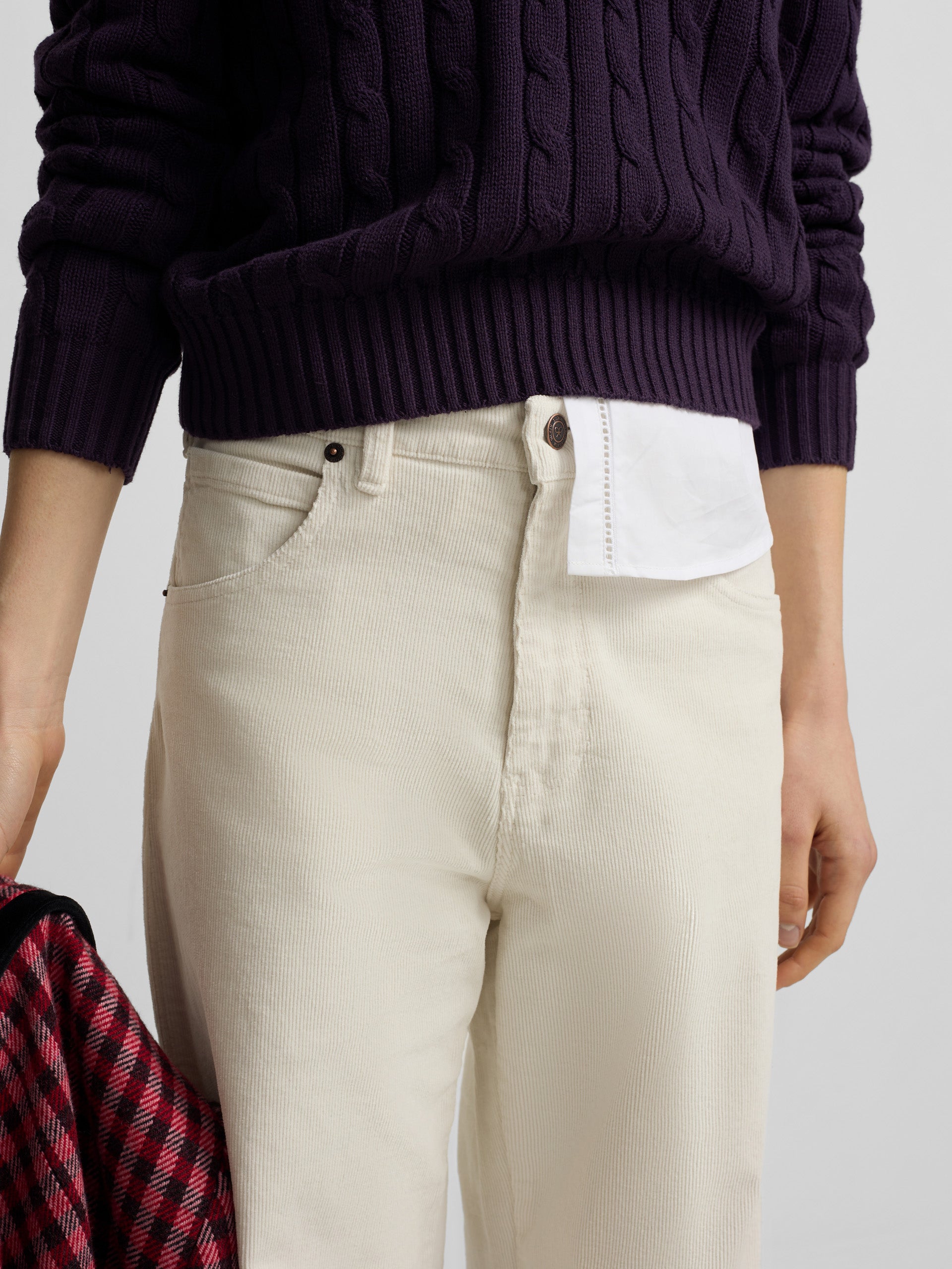 Pantalon woman wide Leg pana crudo