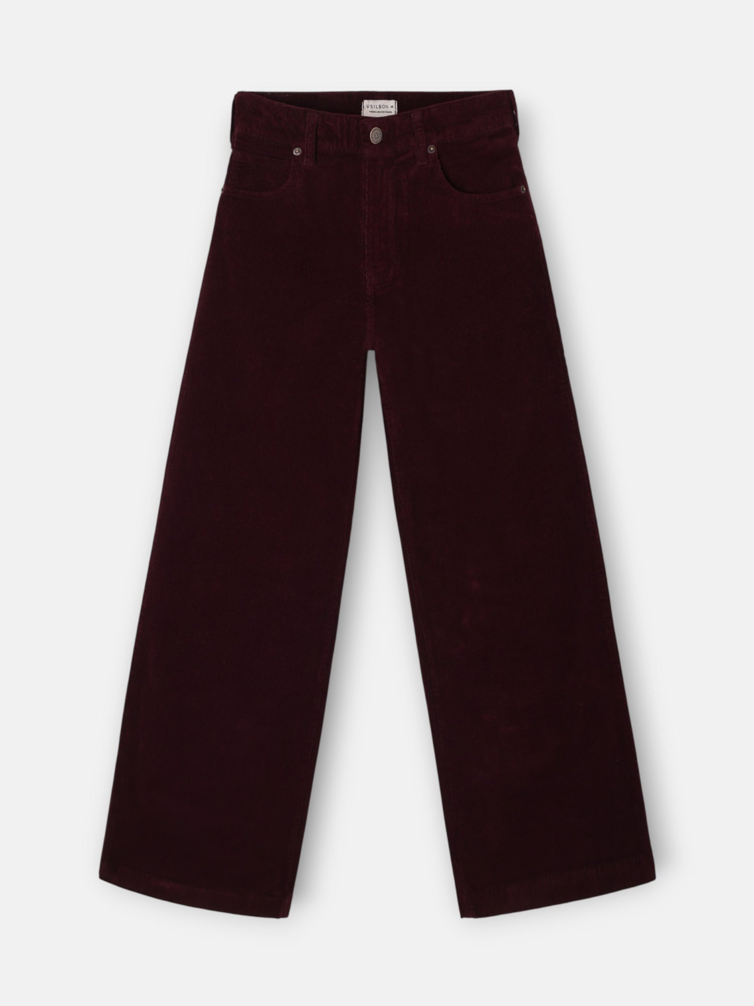 Women's wide leg burgundy corduroy pants
