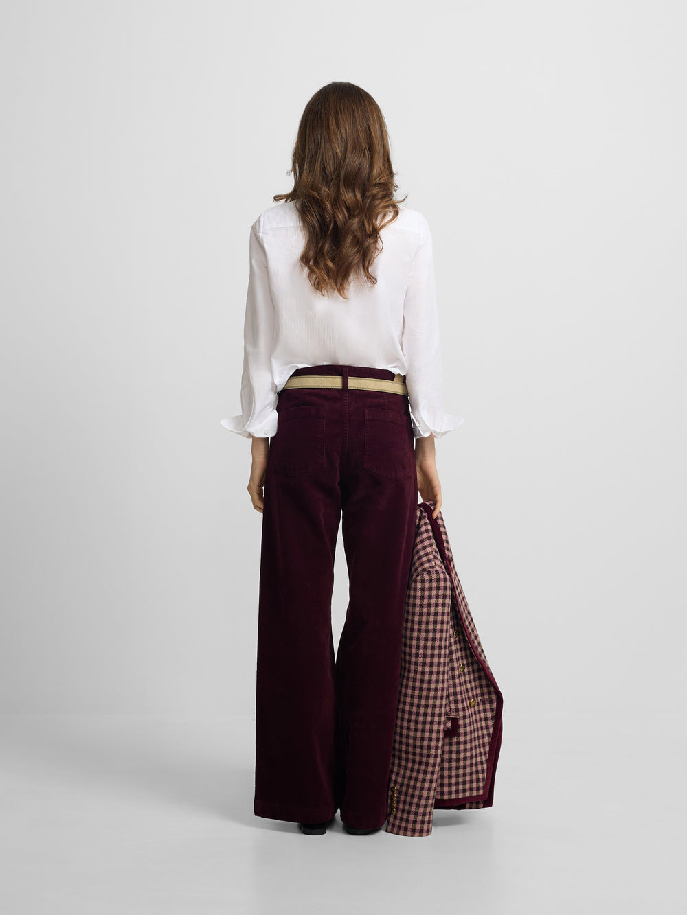 Pantalon woman wide leg pana burdeos