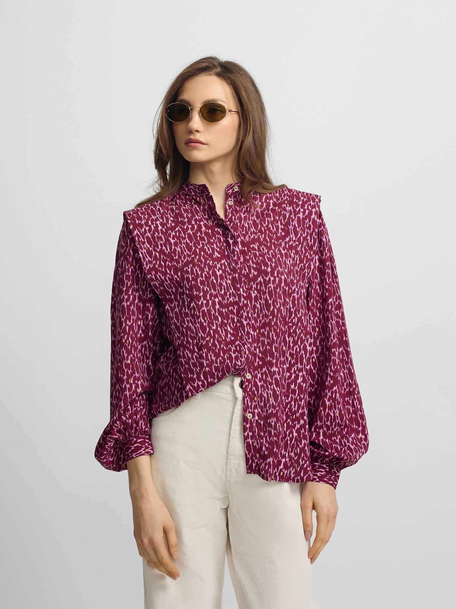 Blusa estampado lurex morados
