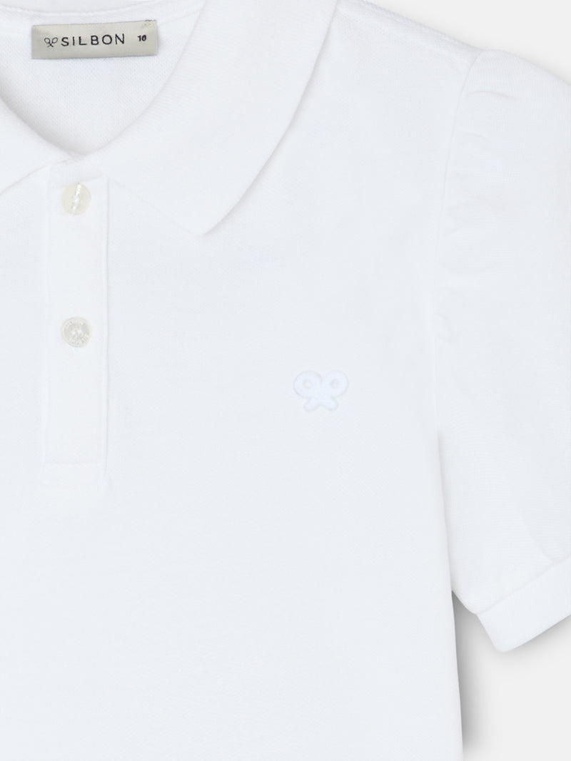Polo fille classique blanc