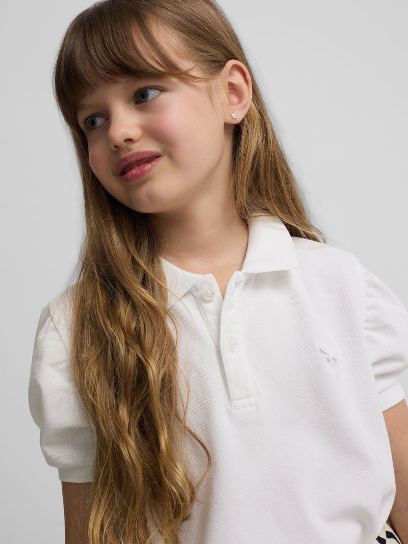 Polo fille classique blanc