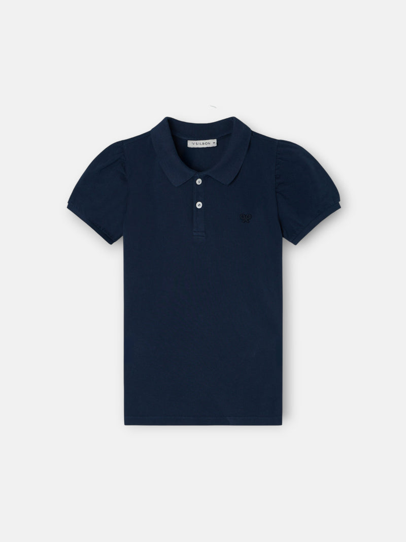 Polo fille classique bleu marine