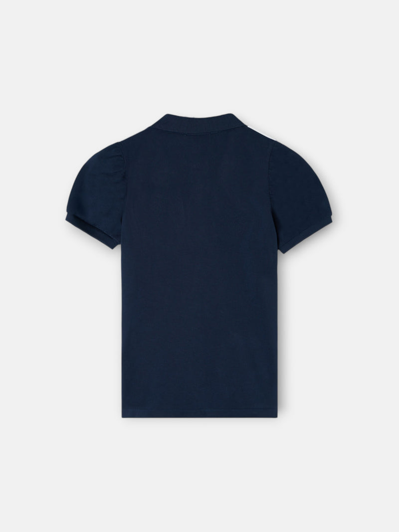 Polo fille classique bleu marine