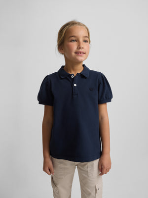 Polo clássico azul-marinho para menina