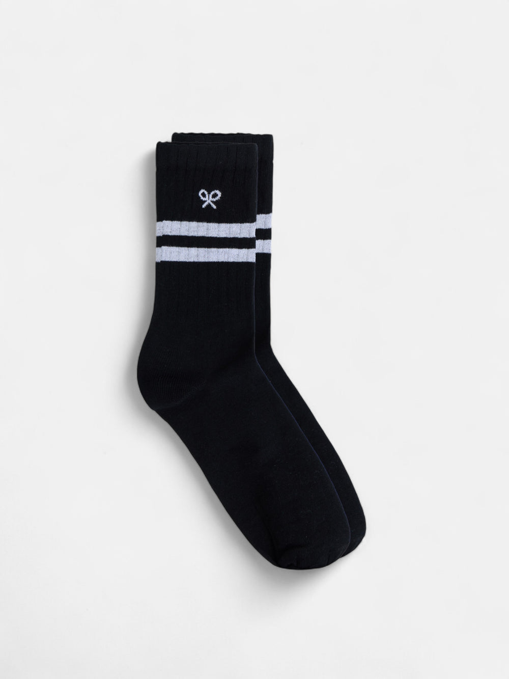 Chaussettes à rayures contrastées noires en forme de raquette
