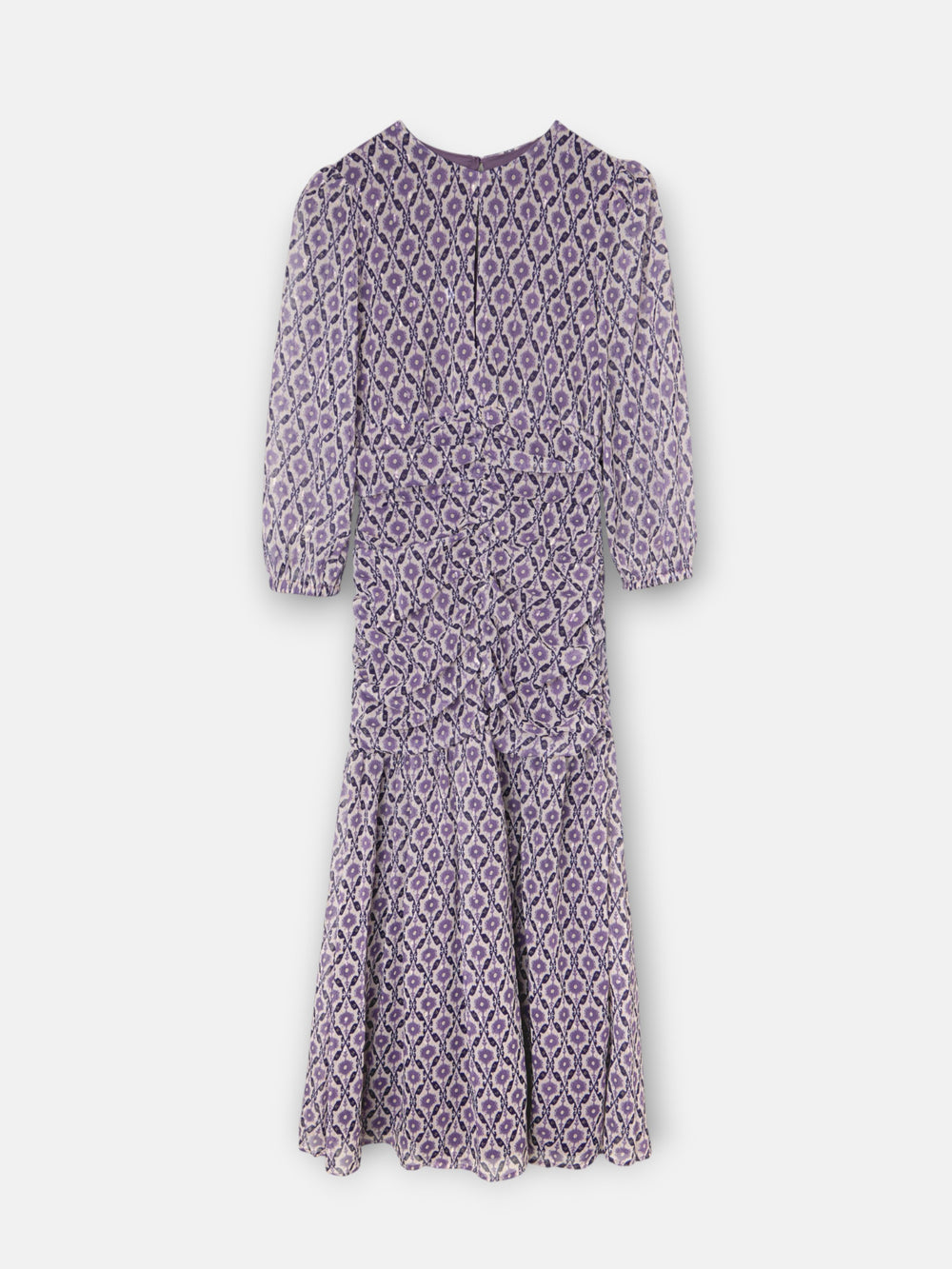 Vestido manga francesa estampado malva