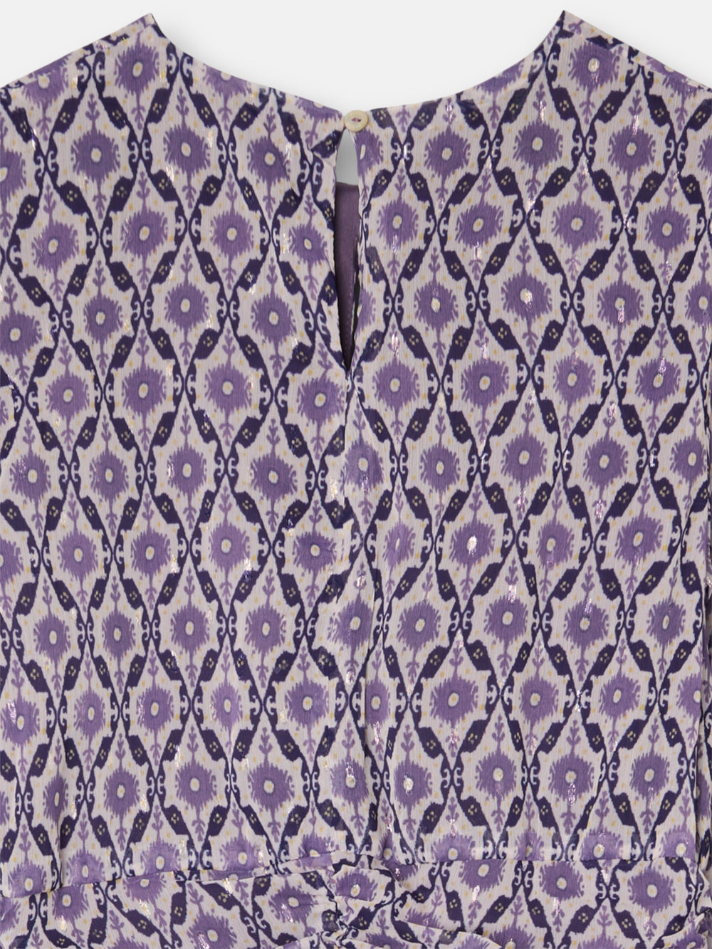 Vestido manga francesa estampado malva