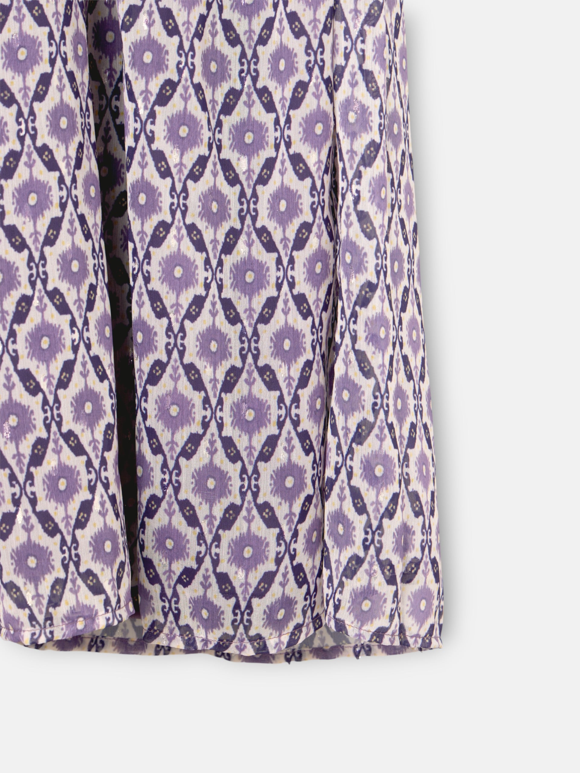 Vestido com manga francesa estampado em malva