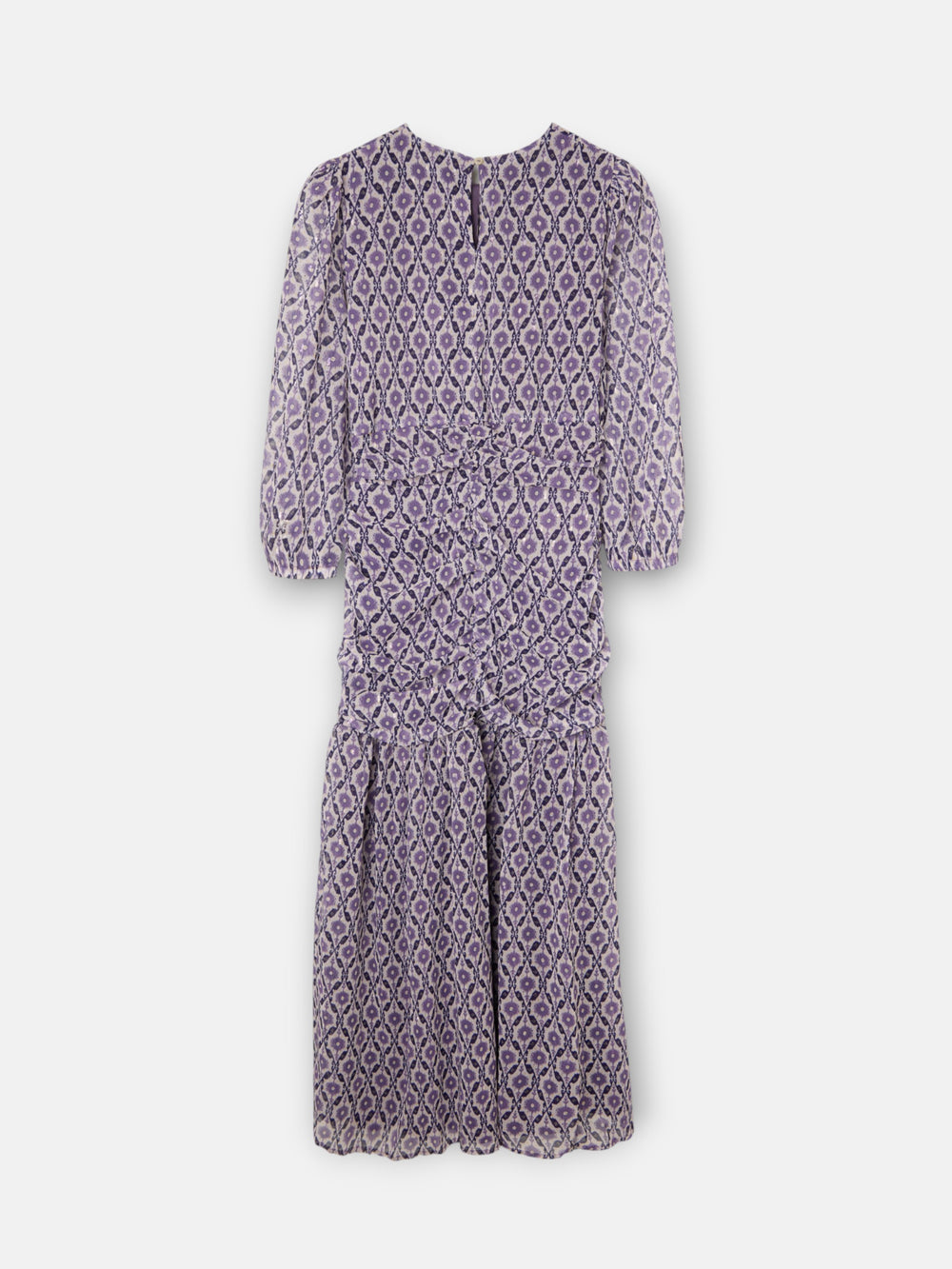 Vestido manga francesa estampado malva