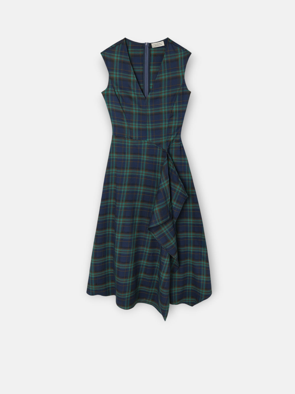 Green plaid midi dress