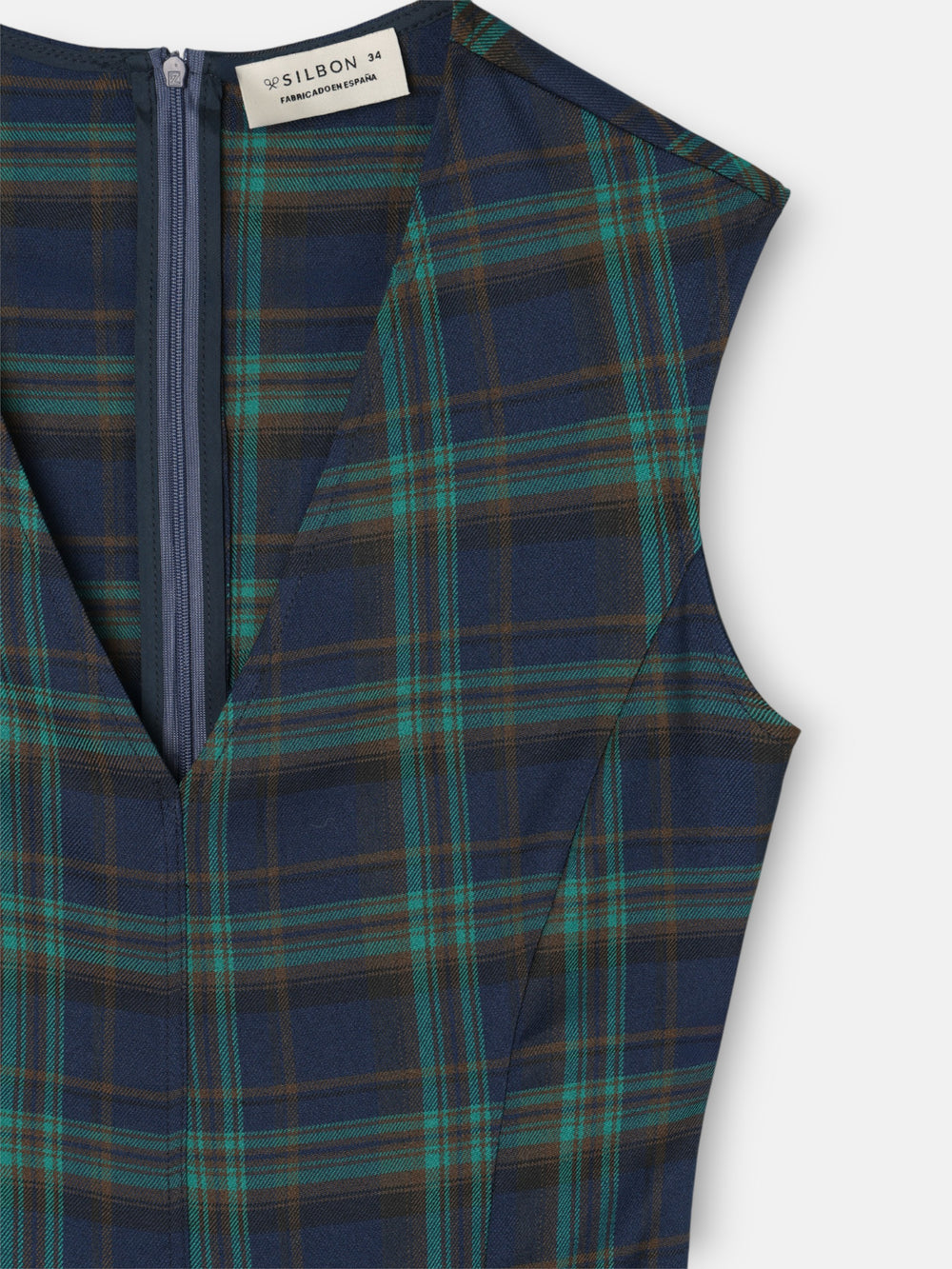 Green plaid midi dress