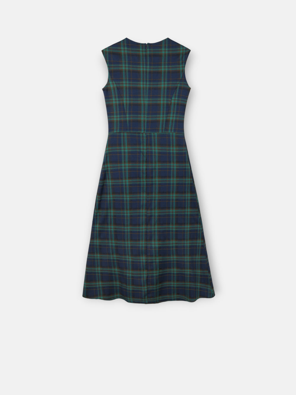 Green plaid midi dress