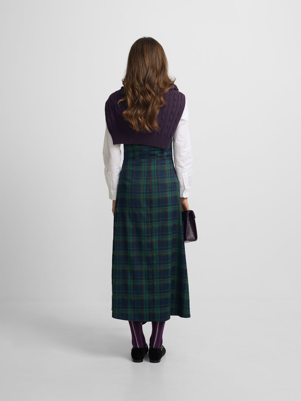 Vestido midi cuadros verdes