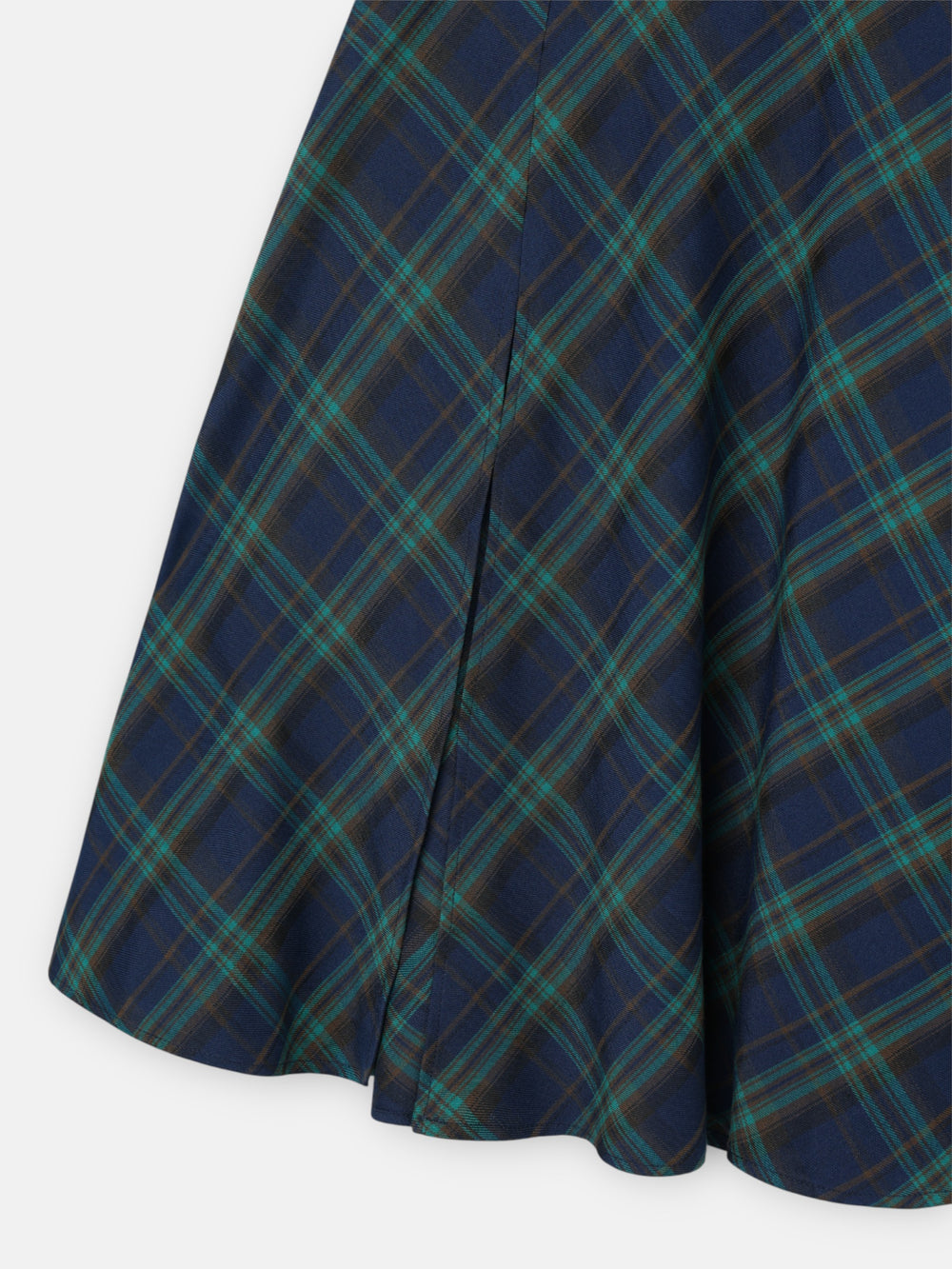 Green plaid midi skirt