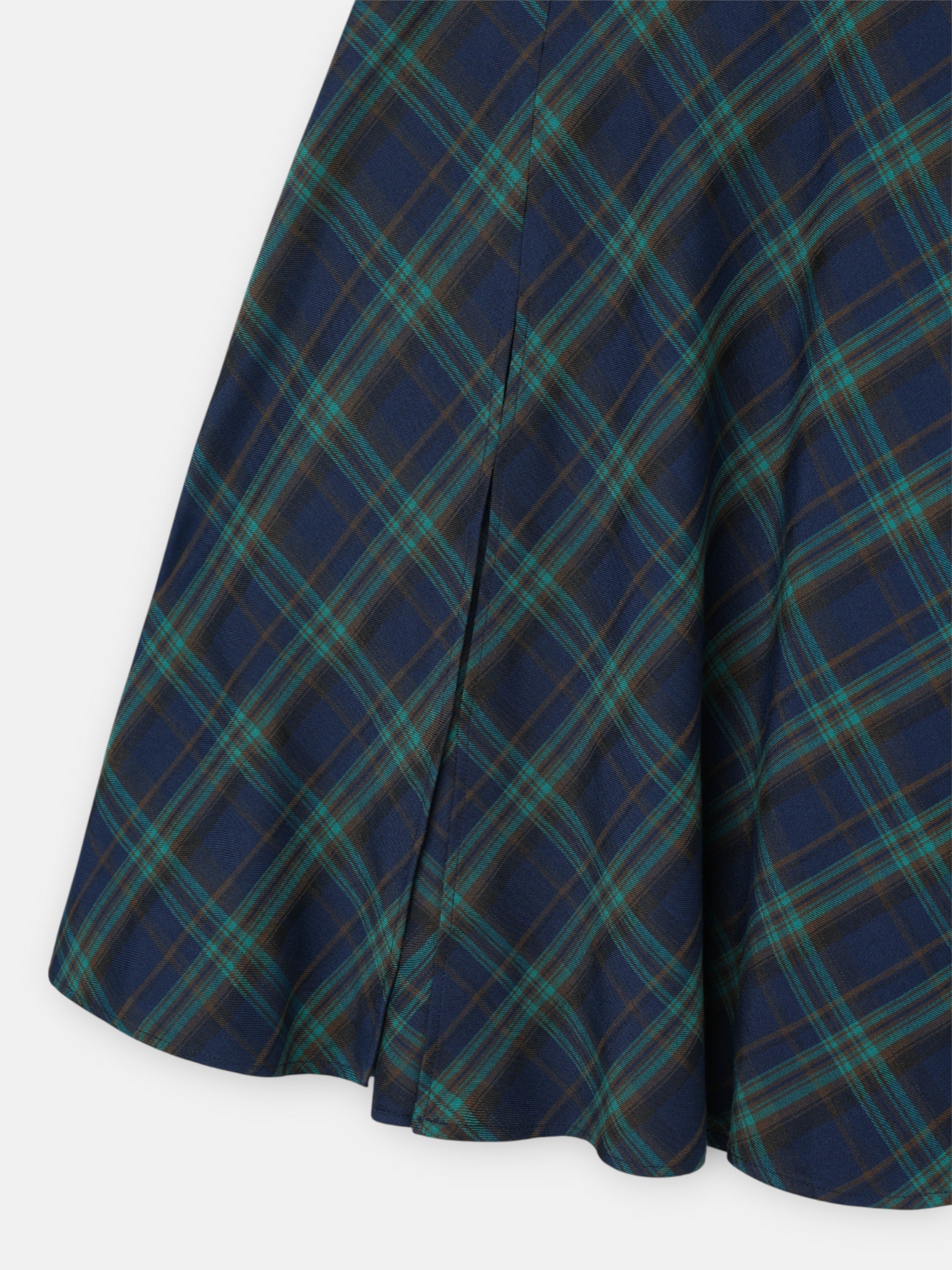 Green plaid midi skirt