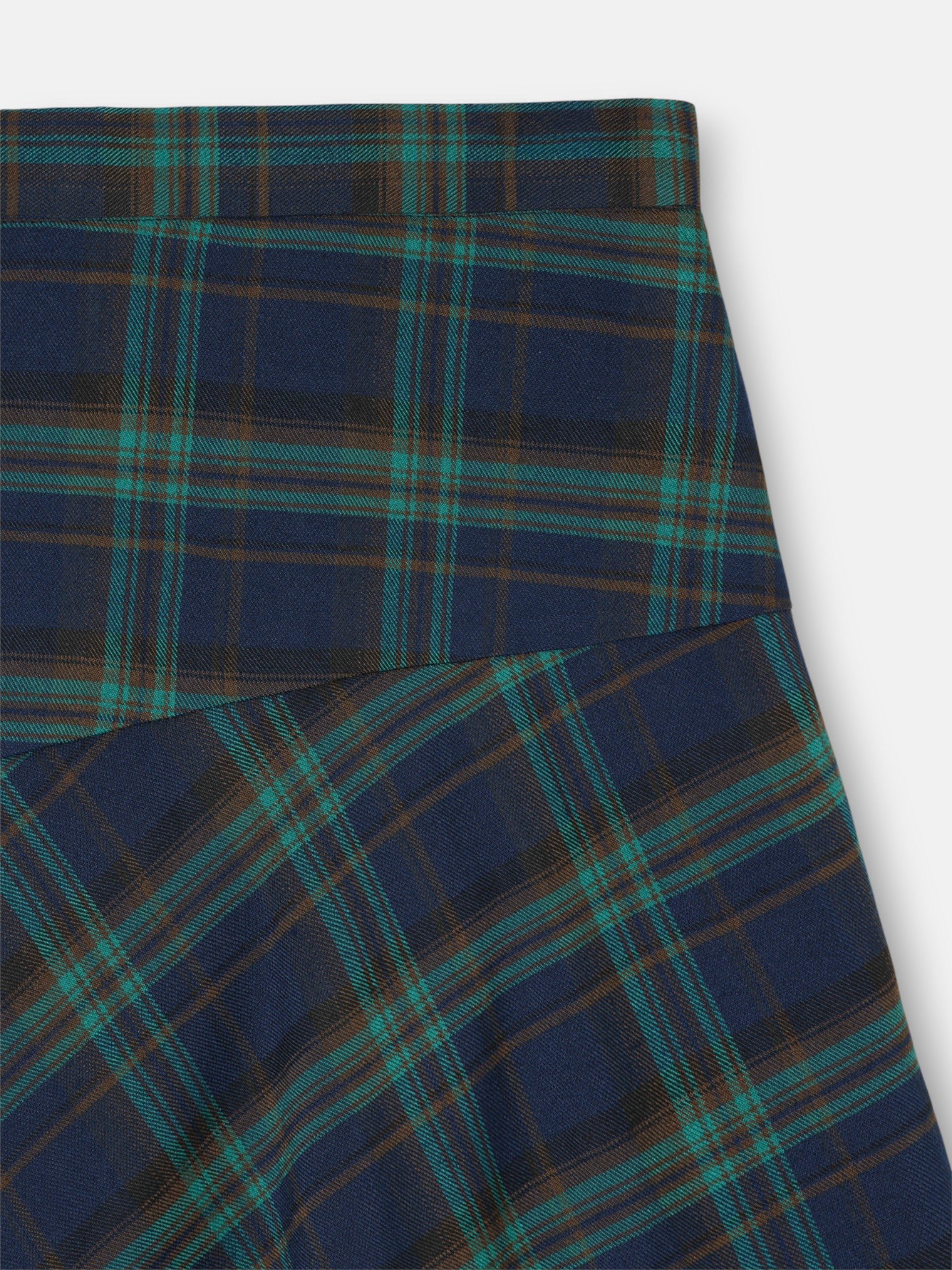 Green plaid midi skirt