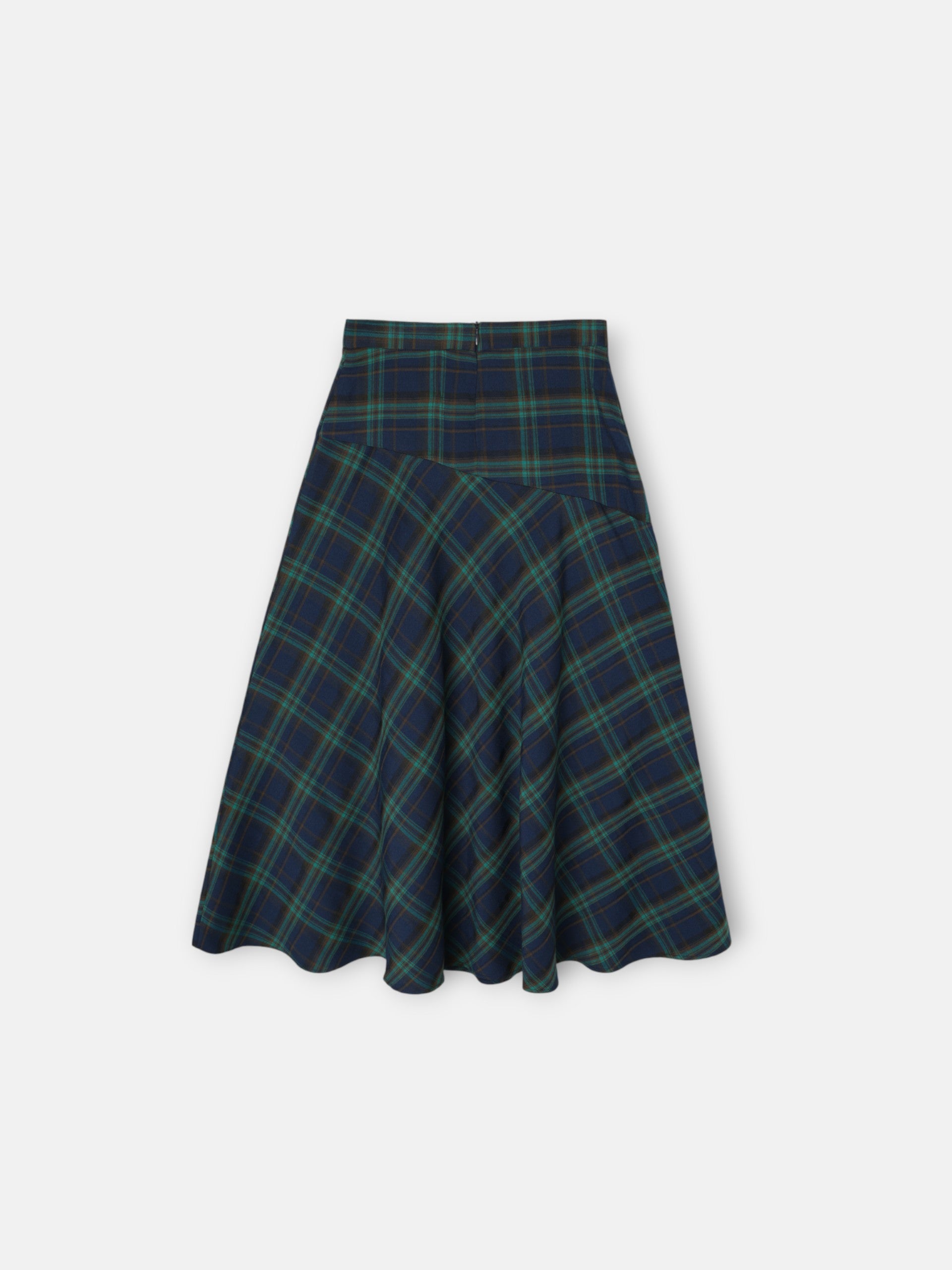 Green plaid midi skirt
