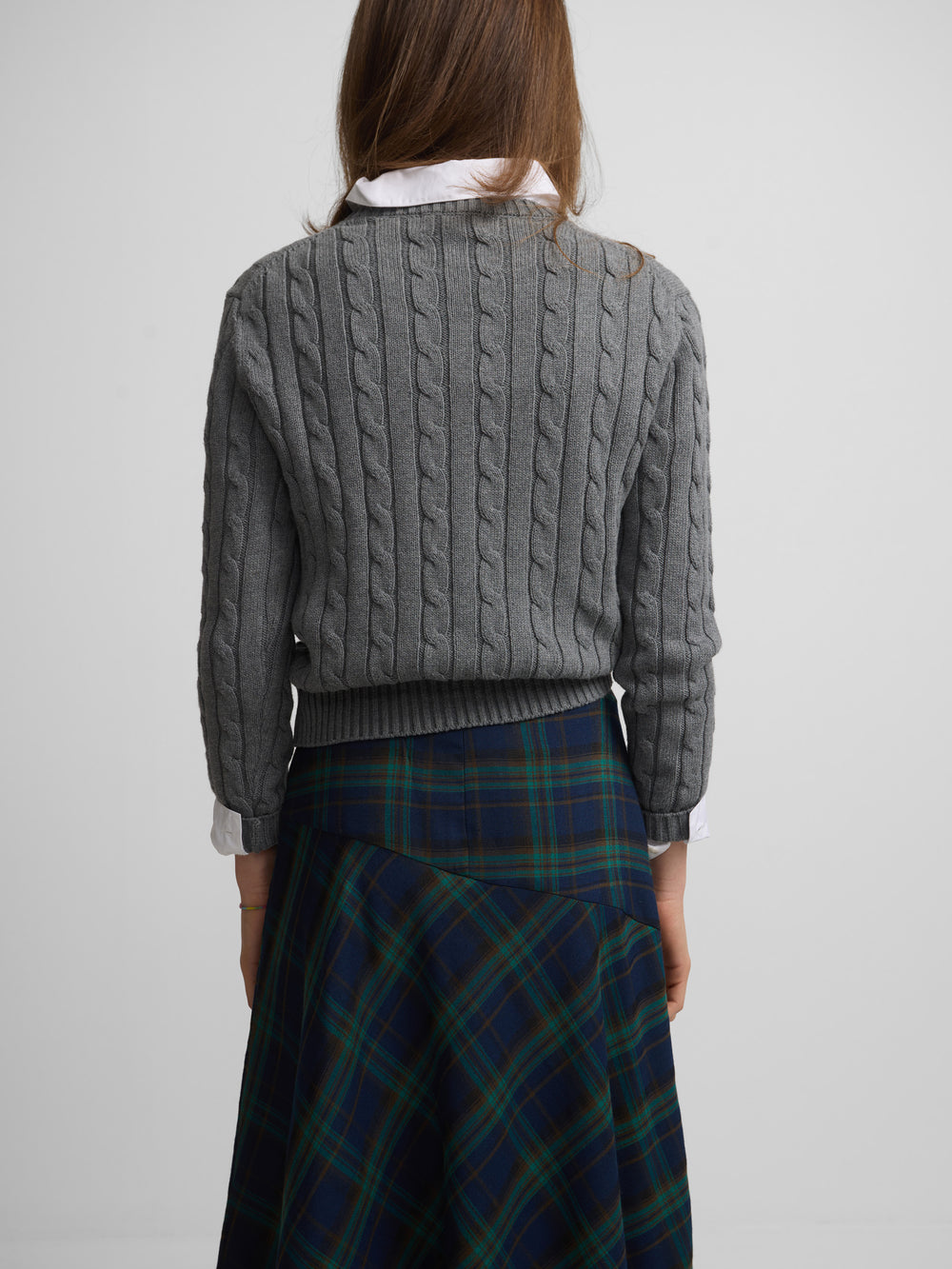 Falda midi cuadros verdes