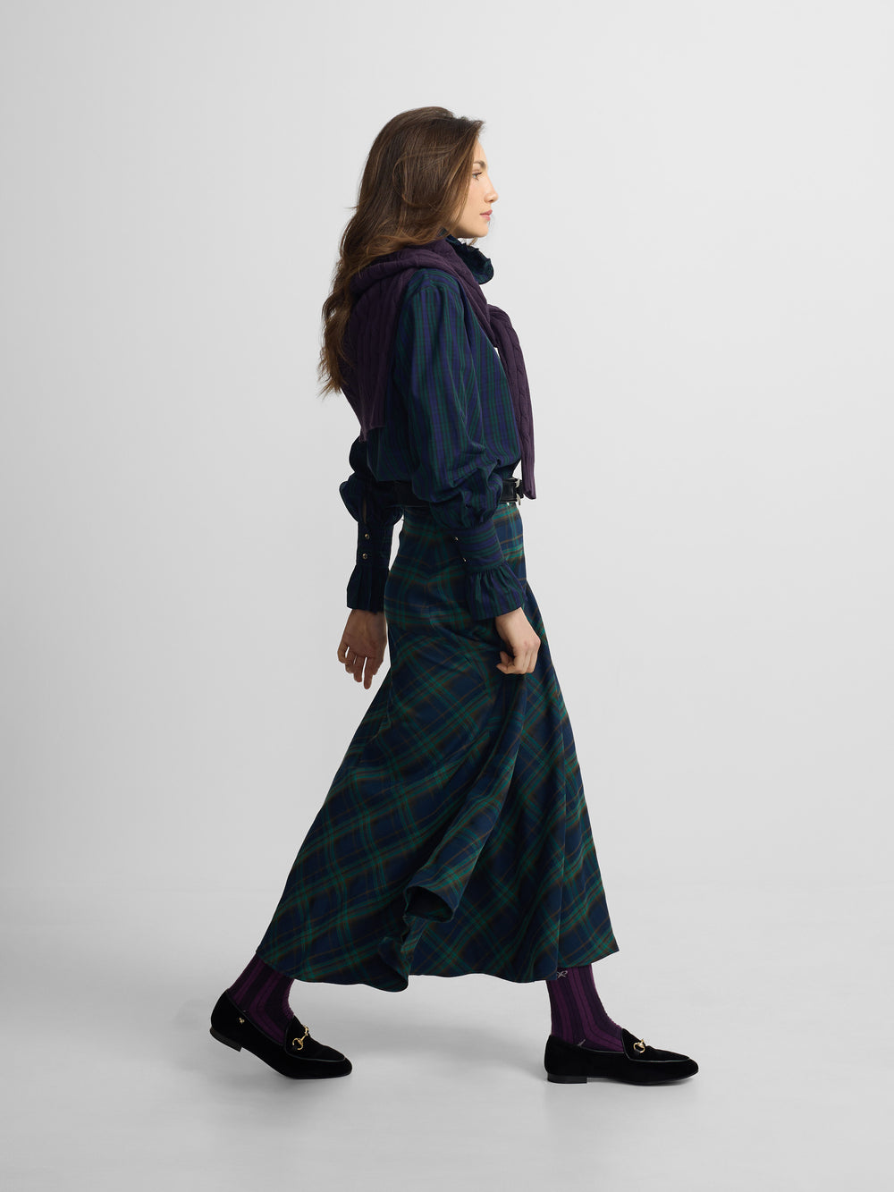 Camisa cuello cuadros verdes