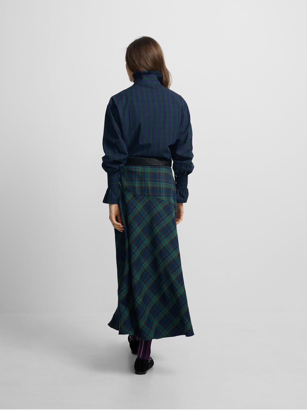 Camisa cuello cuadros verdes