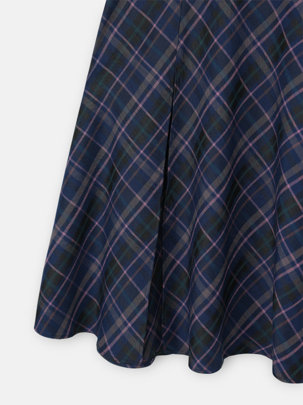 grey and pink plaid midi skirt