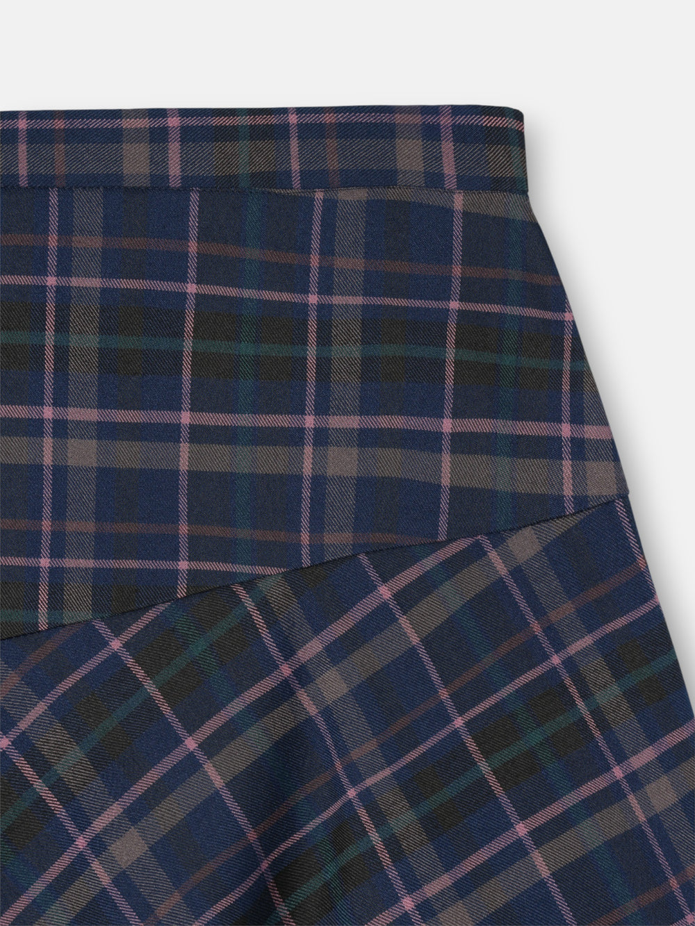 grey and pink plaid midi skirt