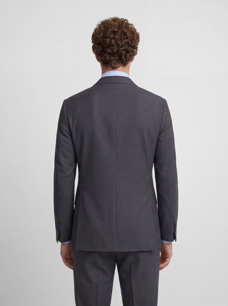 Stretch grey double-breasted suit jacket