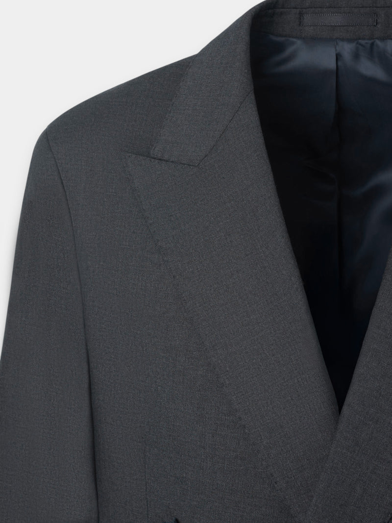 Stretch grey double-breasted suit jacket