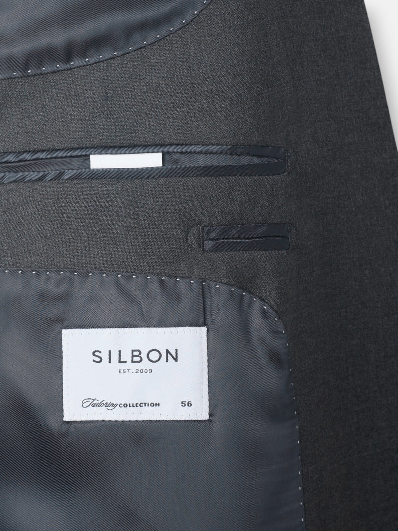 Stretch grey double-breasted suit jacket