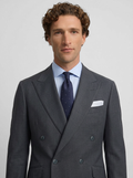Stretch grey double-breasted suit jacket