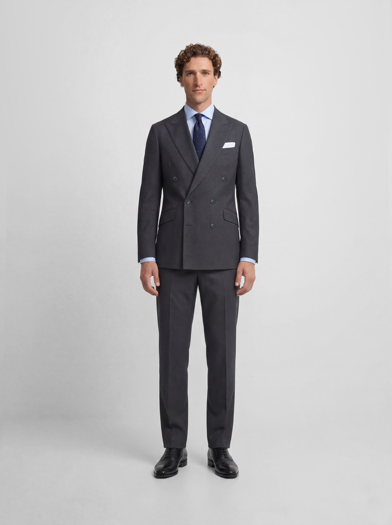 Stretch grey double-breasted suit jacket