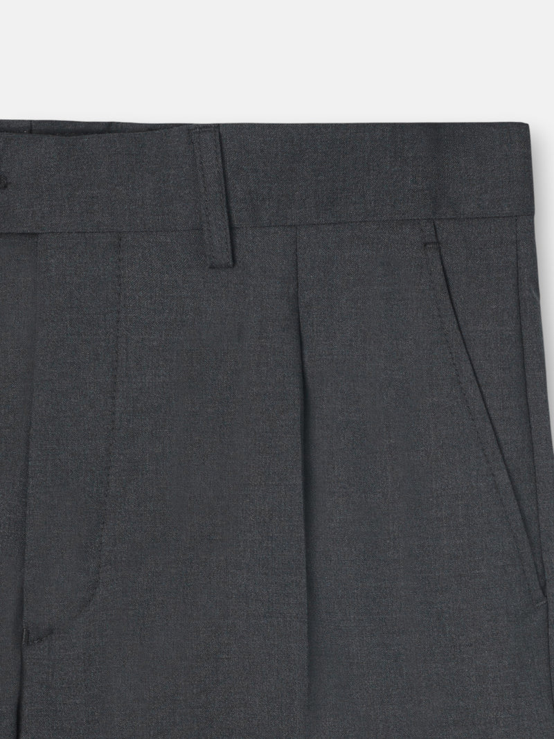 Stretch grey double-breasted suit trousers