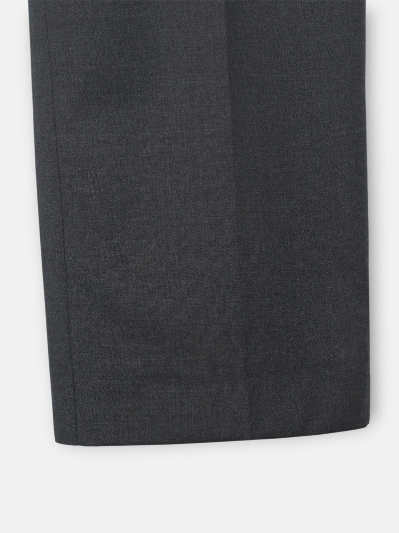Stretch grey double-breasted suit trousers