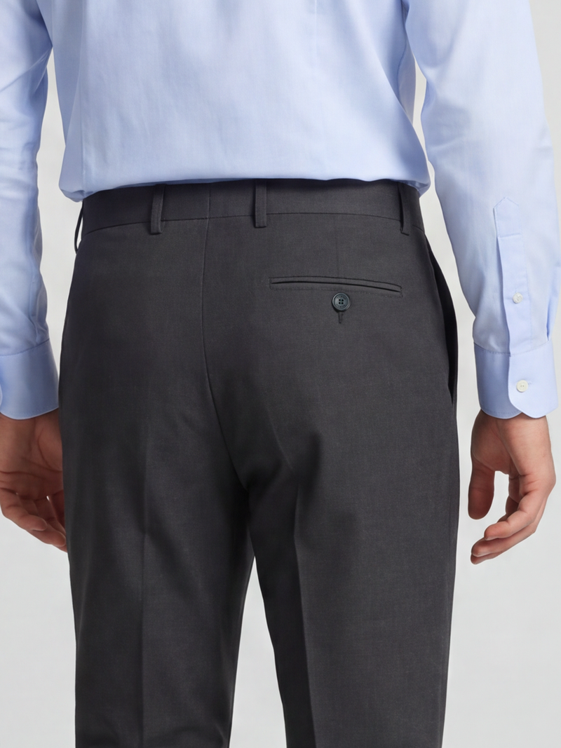 Stretch grey double-breasted suit trousers
