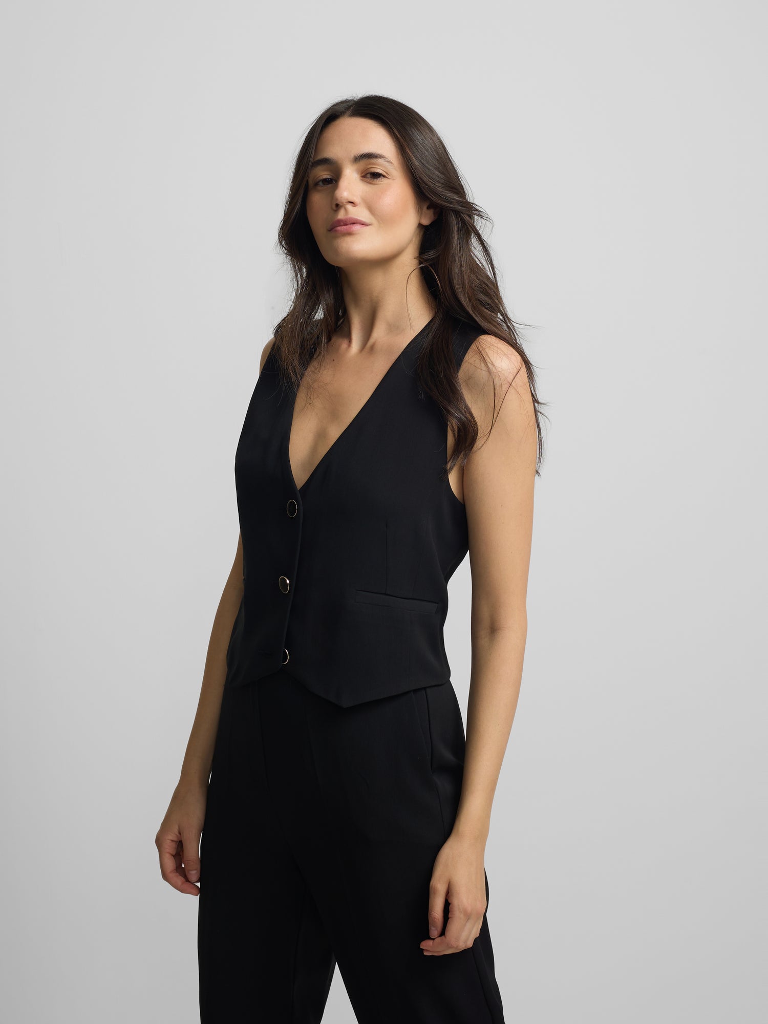Classic black tailored women's vest