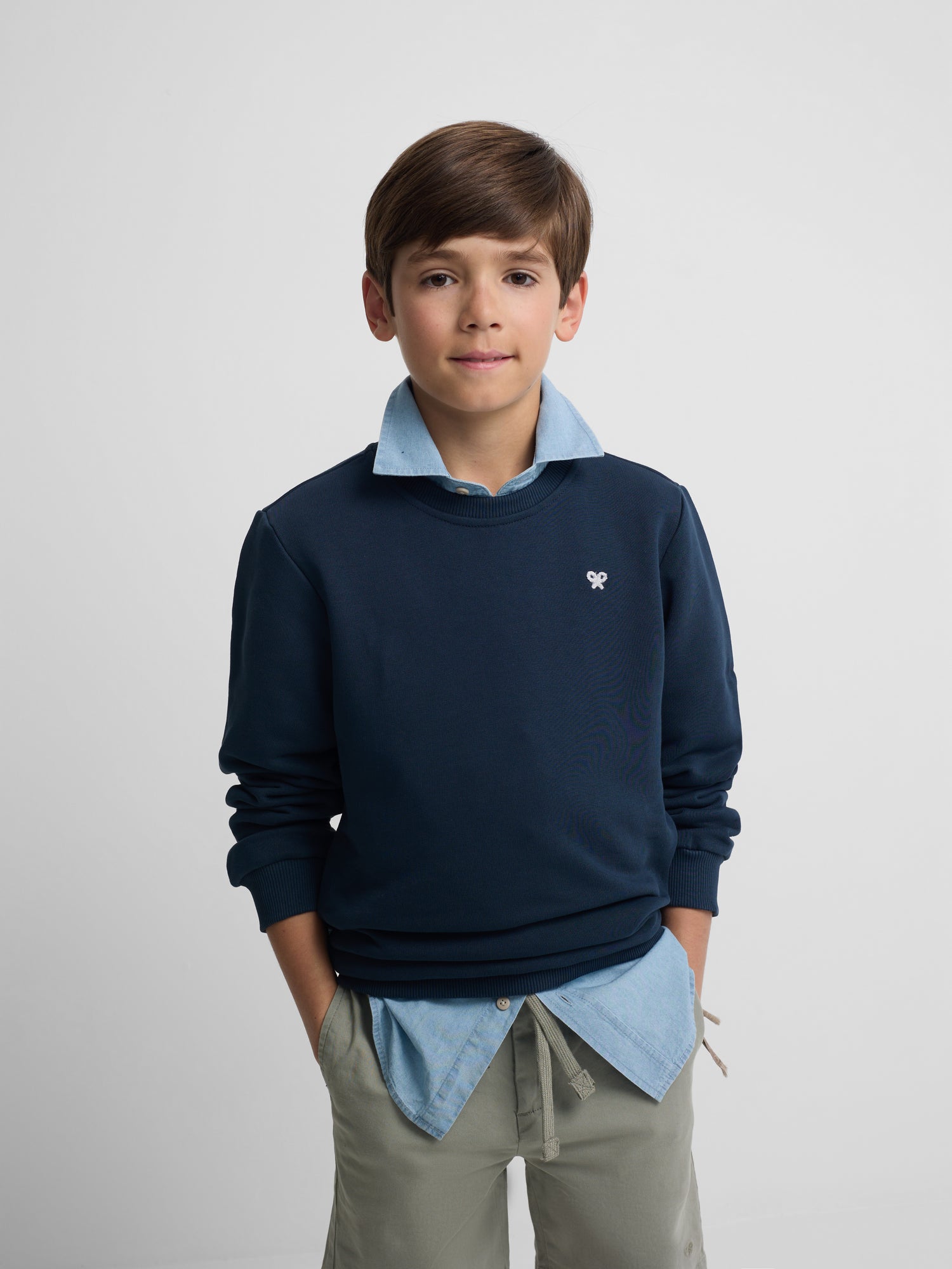 Kids navy blue mini-logo terry sweatshirt
