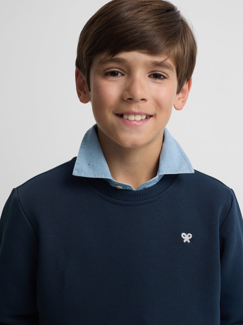 Sudadera kids minilogo rizo azul marino